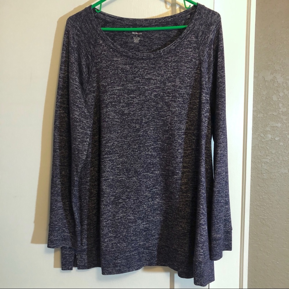 Soft scoop-neck marled purple pullover - L-XL